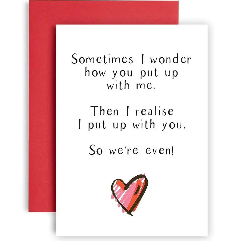 Anniversary Card without Pen, 1 Count Slogan Graphic Greeting Card with Envelope, Creative Anniversary Gift for Him and Her, Girlfriend and Boyfriend Gift Ideas, Custom Message Card, Card Design