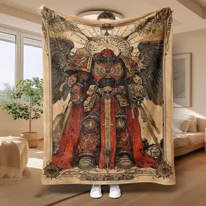 Warhammer Themed Plush Blanket Heavy Duty Comfort Fantasy Battle Design All Season Throw Ideal Gaming Marathons AC Room Must Have Softest Fleece Material Enthusiast Gift
