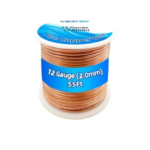 99.9% Solid Bare Copper Wire(12 Gauge, 2.05MM), Dead Soft, 1 Pound Spool Pure Copper Wire for Crafts, Electroculture Gardening, Jewelry Making