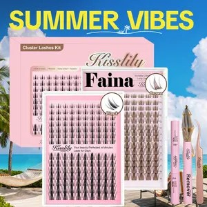 Natural Fairy| Kisslily Lashes Manga Spikey Lashes Cluster C Curl 168Pcs Ultra-Thin Invisible Band Individual Lash Clusters False Eyelashes Extension Wet Look Beginner Friendly Bond Seal Remover Makeup 8-18mm #Summervibes summervibe summerwins