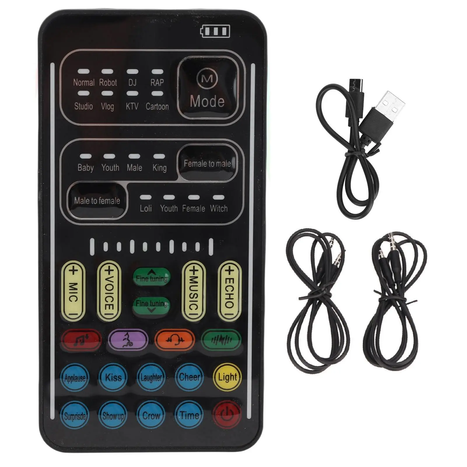 Lightweight ABS Handheld Portable Bluetooth Audio Voice Changer - 141g/5.0oz, 450mAh, 8 Sound Change Modes: 8 live streaming modes, adjustable sound disguiser, noise reduction, 106db dynamic range, 101db signal to noise ratio for Mobile Phones, Computers
