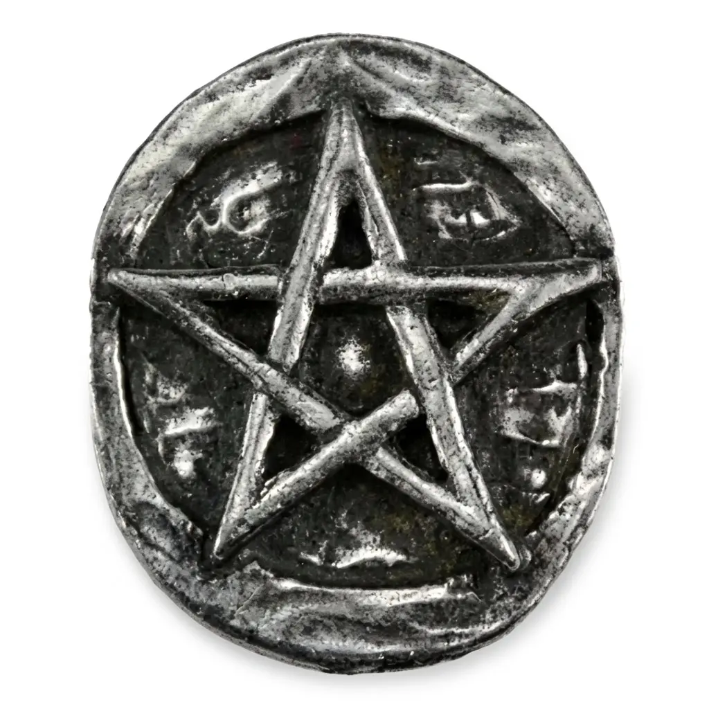 Pentagram Pocket Stone — Pewter Protection Talisman 1" Carry Stone