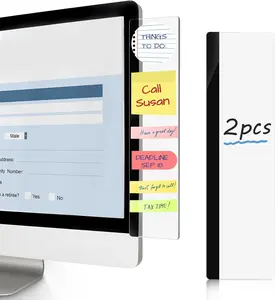 Monitor Memo Boards for Computers 2 Pcs Office Desk Accessories 11" x 3.1" Transparent Acrylic Monitor Side Panel Multifunction Message Board Screen Note Holder for Office Home Work Desk
