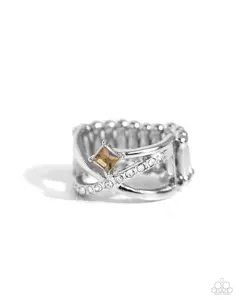 Elegantly Engaged - Brown Rhinestone Silver Ring - Paparazzi