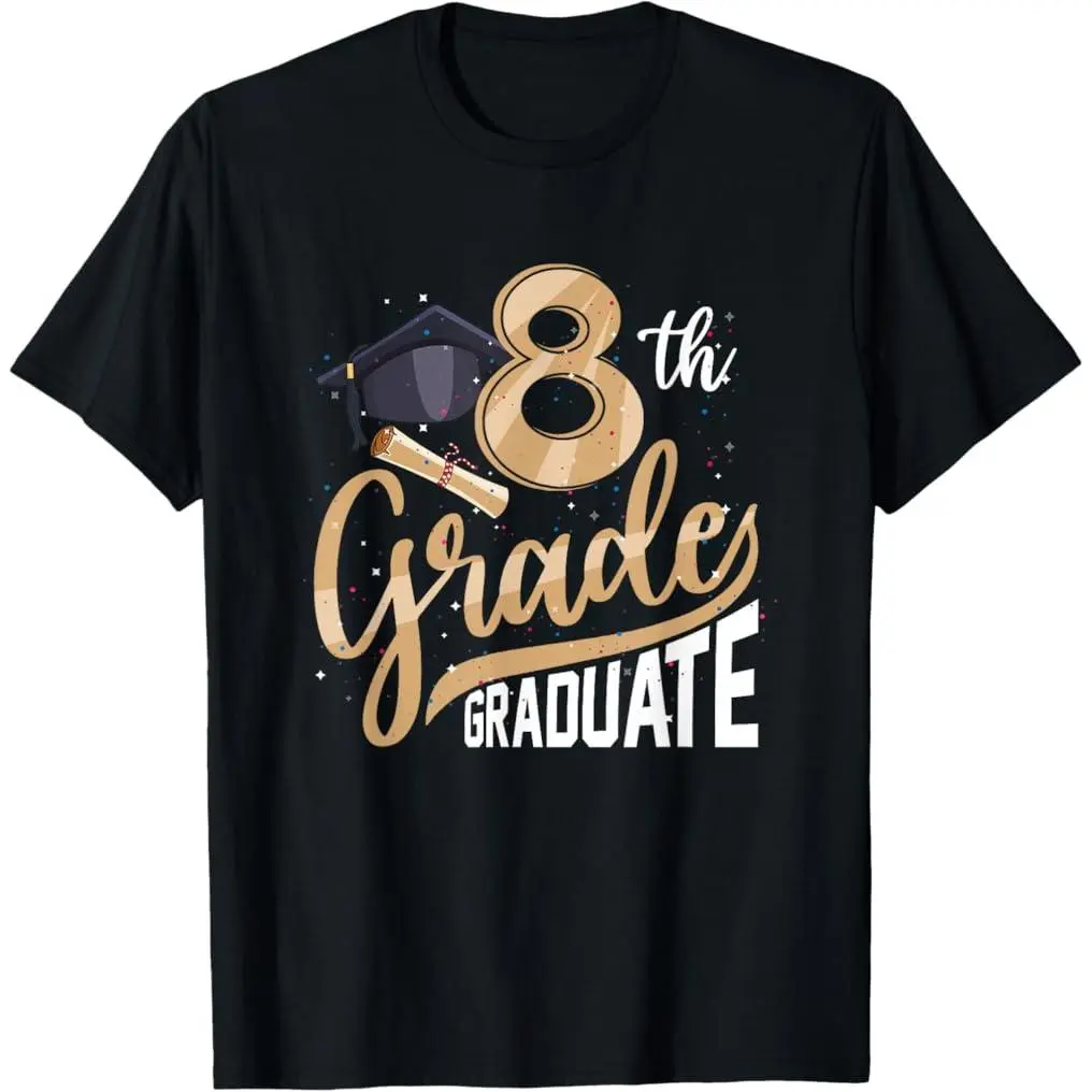 Unisex 100% Premium Cotton Short-Sleeve Round Neck Funny Print Casual Fit 8th Grade 2026 Graduate Class Day Sports Top