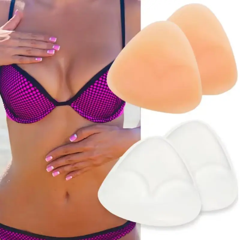 Reusable Invisible Bra Pads, Thickened Bikini Padding, Waterproof Swimming Inserts, Sporty Style, All Seasons, Silicone Bra Insert, Silicone Bras Pad, 2 Pieces, Bra Accessory