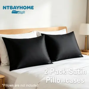 NTBAY 2 Pack Satin Pillowcases for Hair and Skin, Luxurious and Silky Pillow Cases with Envelope Closure