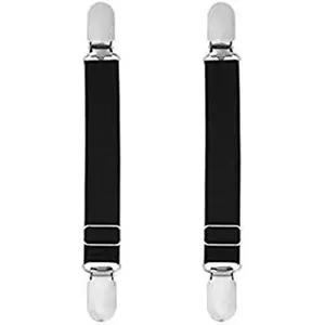 1 Pair Adjustable Stocking Clip Suspender Garter Straight Belt Straps Shirt Sock Stays Holder with Metal Clasp