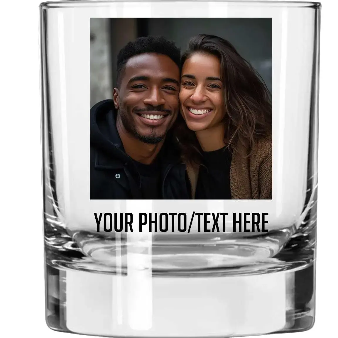 Personalized Printed 11oz Whiskey Glass - Burbon Lowball Glasses, Custom Gifts for Men, Photo Picture Vodka Gifts Men Him, Customized Gifts for Boyfriend Husband Birthday, Groomsmen Favors