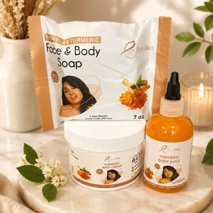 3 PCS Turmeric Set-Body Cream Turmeric,Soap,Smoothie-Skin Care