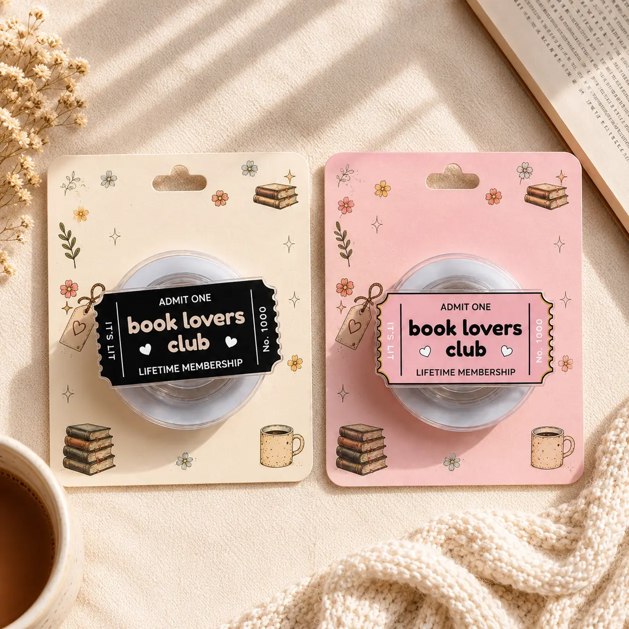 Book Lovers Club Magnetic Phone Grip Stand, Bookish MagSafe Phone Holder, Cute Kindle Grip, Reading Accessory Gift for Book Lovers