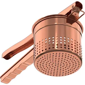Large 15oz Potato Ricer, Heavy Duty Stainless Steel Ricer for Mashed Potatoes, Sweet Potato Masher Kitchen Tool with Ergonomic Handle, Press and Mash Kitchen Gadget, Rose Gold