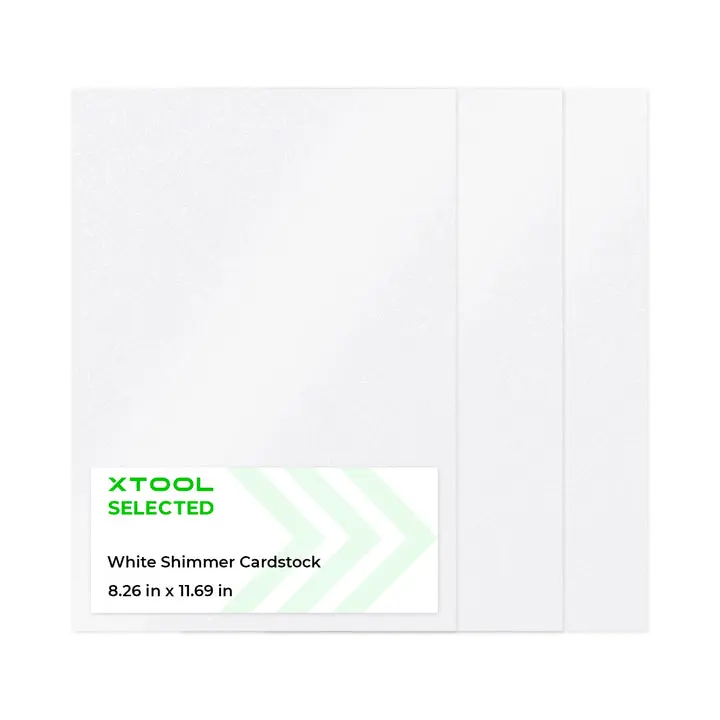 xTool Selected White Shimmer Cardstock, 25pcs Office Card Stock for Computers & Office Stationery Supplies, Selected Xtool