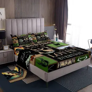 Feelyou Microfiber Bed Sheet Set - Big Pike Fish, Deer, Antlers & Fishing Rod Themed Bedding for Teens Boys (Hunt & Fish Design), Microfiber Bed Sheets