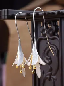 Fashion Elegant Flower Design Dangle Earrings As Gift, Trendy Metal Flower Shape Earrings Matching Jewelry for Women, Gift for Girl, Daily Use, Party, Jewelry Gifts