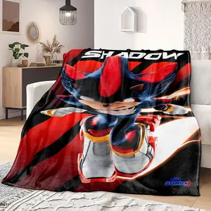 Sonik Dark Shadow Flannel Blanket Soft Cozy Sonic Series Game Lover Gift Custom Image Blanket Ideal for Home Use Fan Favorite