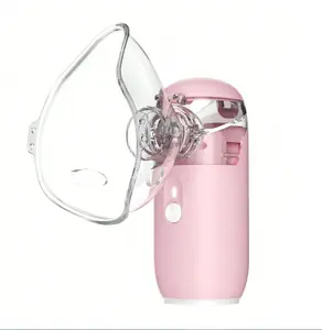 1Pcs Pink Nebulizer, Portable Nebulizer, Nebulizer Machine For Adults And Kids,For Breathing Problems, Nebulizer Masks And Adjustable Nebulization Rate Mesh Nebulizer With USB Power Cord, Facial Hydration (No Include Battery)
