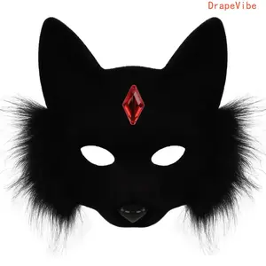 Half Face Fox Animal Mask - Spooky, Stylish Design Cosplay Prop, Lightweight Comfortable Accessory for Costume Parties, Themed Events (Sports & Outdoor, Fan Shop, Gaming Accessories)