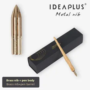 IDEAPLUS Brass Dip Pen Kakimori Flat Bullet Head All Copper Handmade Stainless Steel Tip Light Color Hook Line English Calligraphy Manga Art Gift Premium Feel Watercolor Drawing Flower Pattern