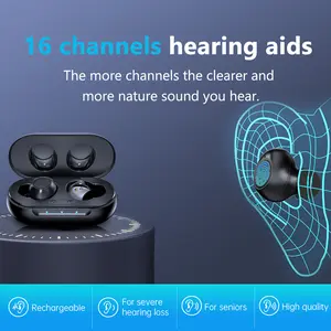 HealthTree 16-channels hearing aids for seniors-rechargeable high quality,noise control device, smallest for men&women-Improve listening skills for work-for Severe Hearing Loss-Invisibility Advanced Noise in-ear sound Amplifier.