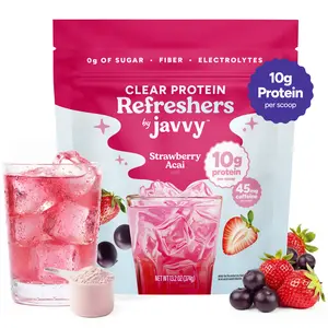Strawberry Acai Refresher – Premium Clear Whey Protein with Electrolytes & Fiber – 100% Natural Flavors – Zero Artificial Colors & Sweeteners – 45mg of Caffeine, 0g of Sugar, 20 Servings