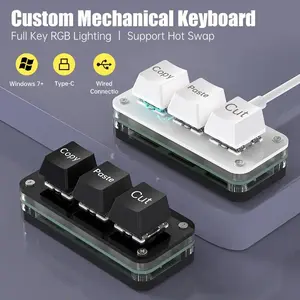RGB Mini 3-Key Macro Keypad Programmable Mechanical Keyboard Hot-Swappable Portable for Gaming Photoshop Office One-Hand Shortcut Keypad	