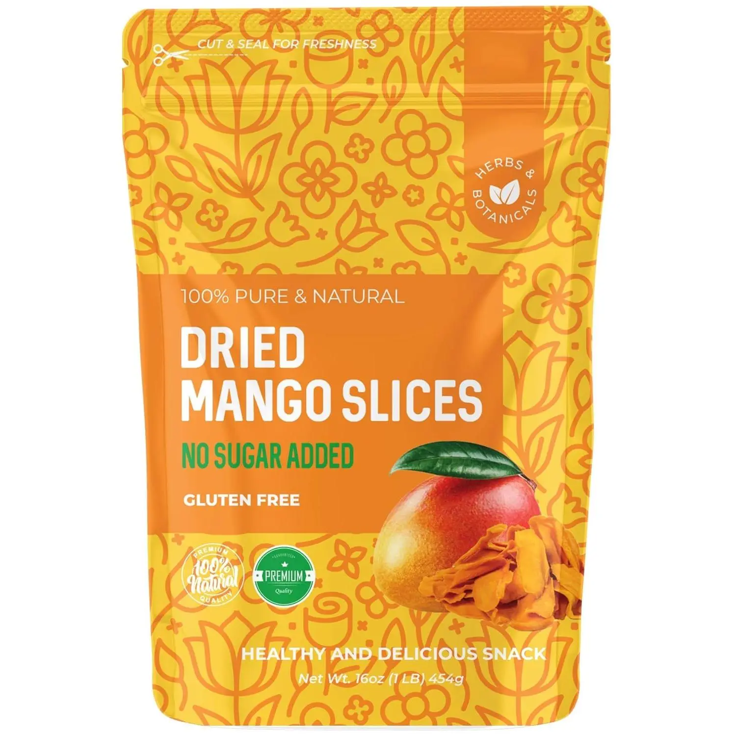 Dried Mango No Sugar Added, 16 oz. Dried Mangoes, Unsweetened Dried Mango Slices, All-Natural Dried Mangos, Dried Unsweetened Mango, Dry Mango from AFRICA. Non-GMO, 1 Pound.