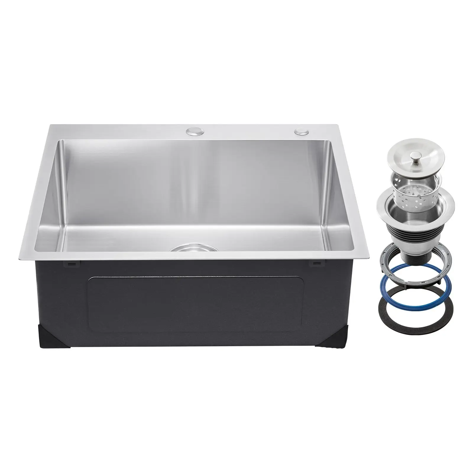 25-Inch Kitchen Sink Top-Mount, Single-Bowl Drop-In Basin, Stainless Steel, Durable Construction, Easy-Clean Interior, Rust-Resistant Rim, Smooth Corner Design, Low Noise, Easy Plumbing, Ideal for Residential Kitchens