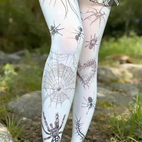 Women's Y2K Vintage Gothic Lolita Punk Emo Tight Pants with Geometric Patterned Socks, Harajuku Style Short Tube Socks, Sexy Fashion Accessories, Short Sock Length, Women Pantyhose Clothing