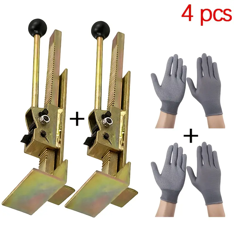 Heavy-Duty Floor Chisel Set (2/4pcs) with Ergonomic Solid Wood Handles, Adjustable Rod, Manual Power - Leveling Tools for Laminate Flooring Installation, Precise Alignment Correction (Battery-Free, Solid in Hand), None, Solid Wood Handles Solid In Hand