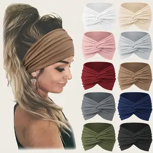10 Pack Wide African Stretch Headbands Twisted Knot Hair Band Resistant Head Wrap Cute Bow Headbands for Women Stretchy Turban Accessories Fashion Christmas Sport Headbands