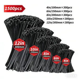 1500pcs（12/10/8/6/4inch）Industrial Strength Zip Ties Pack – Durable Nylon Cable Ties for Wire Organization, Electrical Work & Outdoor Repairs,tools,tools and gadgets for him