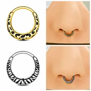 Oufer 16G Zebra Stripes/ Leopard Cheetah Print Segment Septum Ring