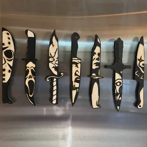 Wooden Horror Knives Magnets. Set of 7.