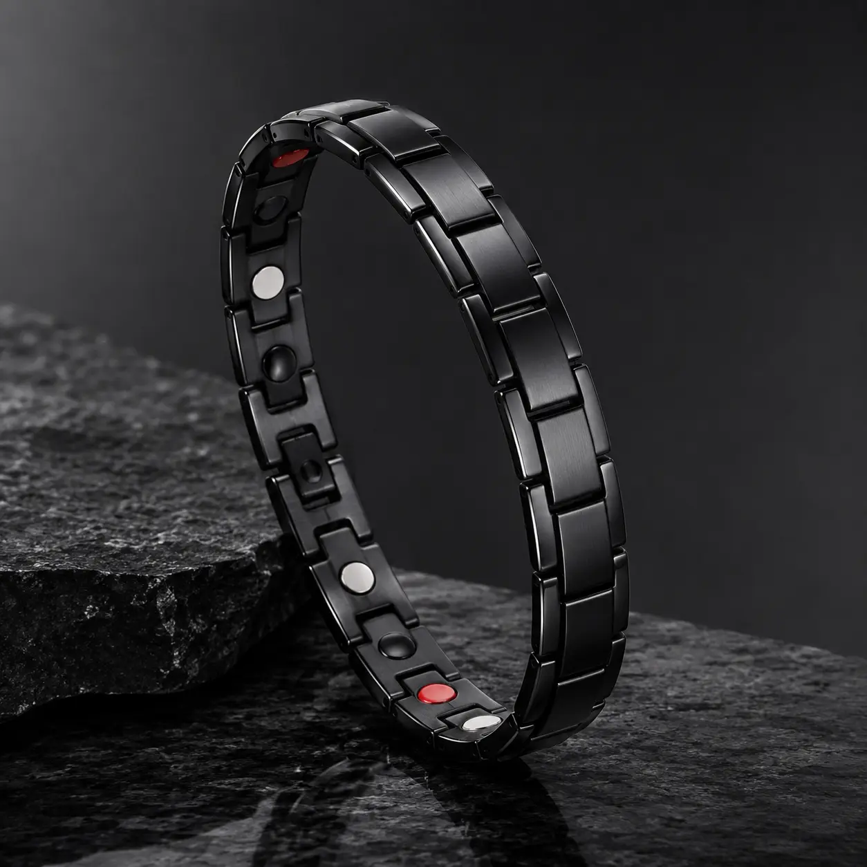 TitanEdge Link Bracelet for Men, Black Titanium Steel Chain Bracelet with Gift Box, Minimalist Fashion Jewelry for Daily Wear, Business and Casual Style