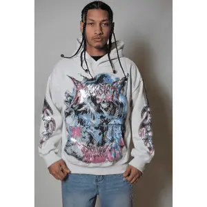 Rix Heather Grey Rhinestone Oversized Hoodie