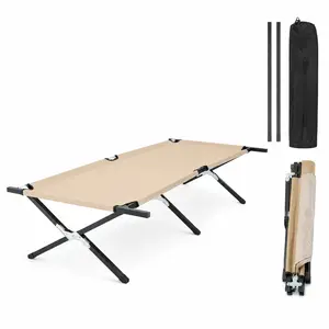 Portable Collapsible Camping Cot Heavy Duty Folding Bed for Outdoor Travel Office Nap RV Beach Backyard and Indoor Sleeping