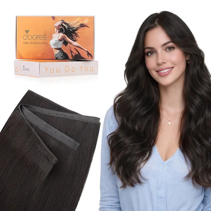 DOORES Butterfly Weft Hair Extensions Human Hair Genius Weft PU 14-24inch Seamless Hand Tied Double Weft PU Extensions#TikTokShopSummerSale