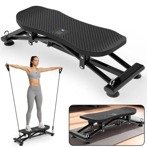 SAYGOGO Twist Balance Board, Portable Ski Simulator for Full-Body Home Workout, Aerobic Fitness Trainer with Resistance Bands & LCD for Posture Improvement, Home Workout Equipment, Sport, Unisex, Aerobics, Lcd Monitor, With Lcd