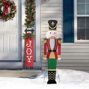 Glitzhome 60"H Christmas Wooden Traditional Nutcracker Porch Decor (KD)