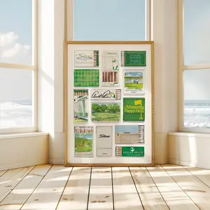 Vintage Golf Course Matchbook-Inspired Print, Retro Watercolor Golf Wall Art For Sports Room Or Office, Classic Golfing Scene Poster With Nostalgic Vibes, Perfect For Golf Lovers & Decor Fans love