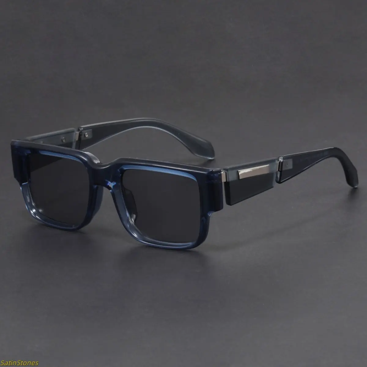 2026 Fashionable Sunglasses, Unisex Semi-Rimless Gray-Blue Rectangle Classic Eyewear with Narrow & Thick Frames, Modern Trendy UV Protection Lens Sunglasses for Women, Edgeless Men's Sunglasses, Anti-Ultraviolet Men's Sunglasses