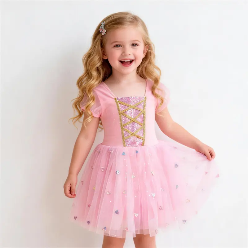 pink princess birthday dress Girls Princess Ball Gown Party Dress Birthday Dress with Long Sleeves Size 10 / Other