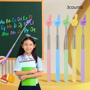 3-Piece Bright Finger-Shape Extendable Teaching Pointer, Durable and Portable, Multi-Color Random, Ideal for Classroom and Whiteboard Presentations, Pointer Stick