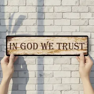 in God We Trust - Vintage Style Street Sign - Aluminum Wall Art & Room Decor for Garage Bar Bedroom Farmhouse Home - 16" x 4" Rust Free Metal Poster