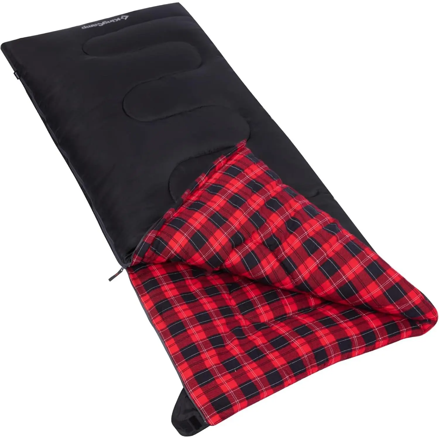 KingCamp Adult XL Big and Tall Flannel Sleeping Bag - Cold Weather, Warm, Waterproof, Portable Outdoor Equipment with Compression Sack - Camping Essentials Gear Accessory