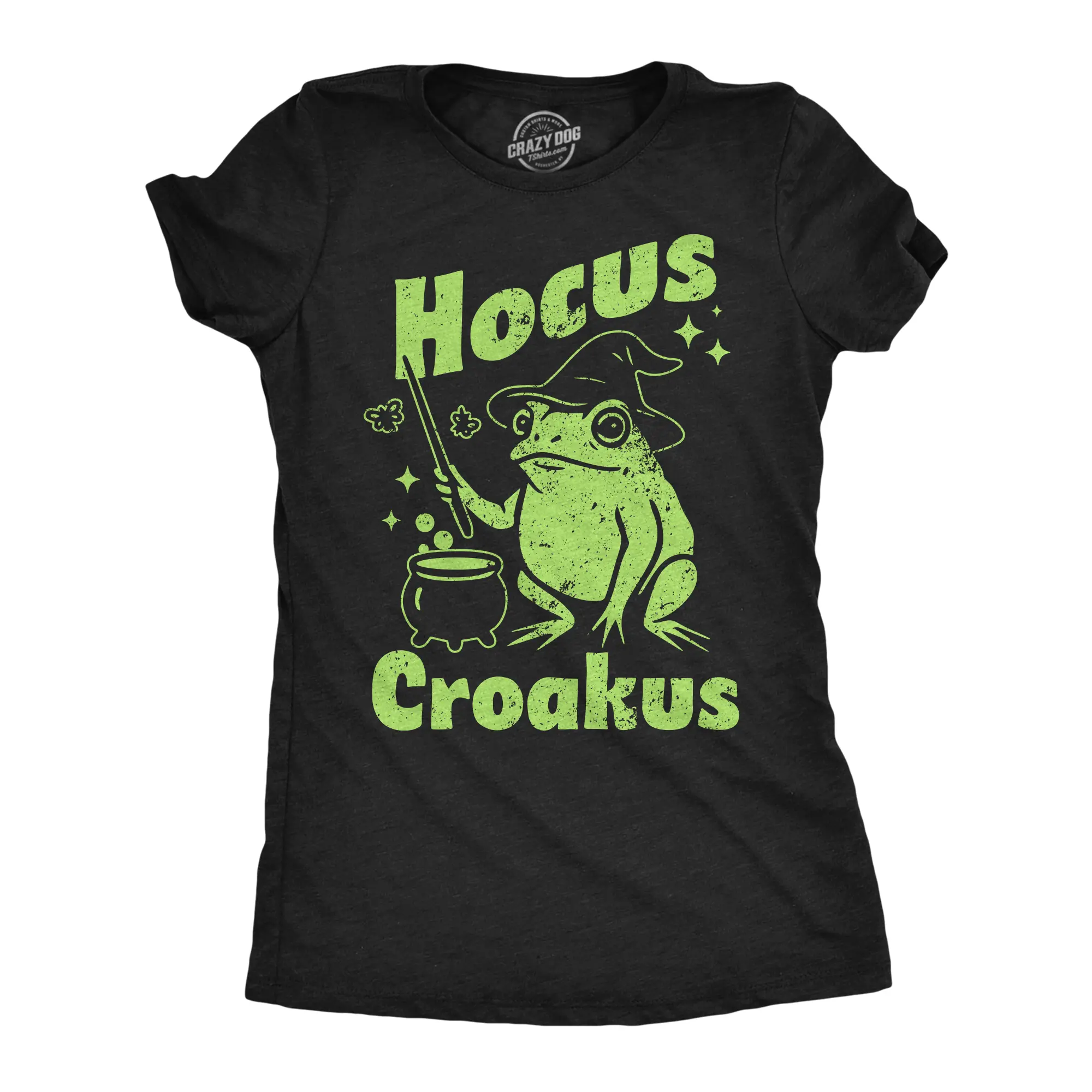 Womens Funny T Shirts Hocus Croakus Halloween Witch Tee For Ladies Funny Womens T Shirts Cute Vintage Fashion Casual Ladies T-Shirt Gift Halloween Tops for Women Funny Animal Top Women's Novelty Tees Black -