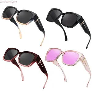 4-Pack Unisex Polarized Fit Over Sunglasses, Rectangular Mirrored Frame with UV400 Anti-Glare Protection, Wearable Over Prescription Glasses, Durable Shades for Driving, Outdoor Sports & Everyday Casual Use