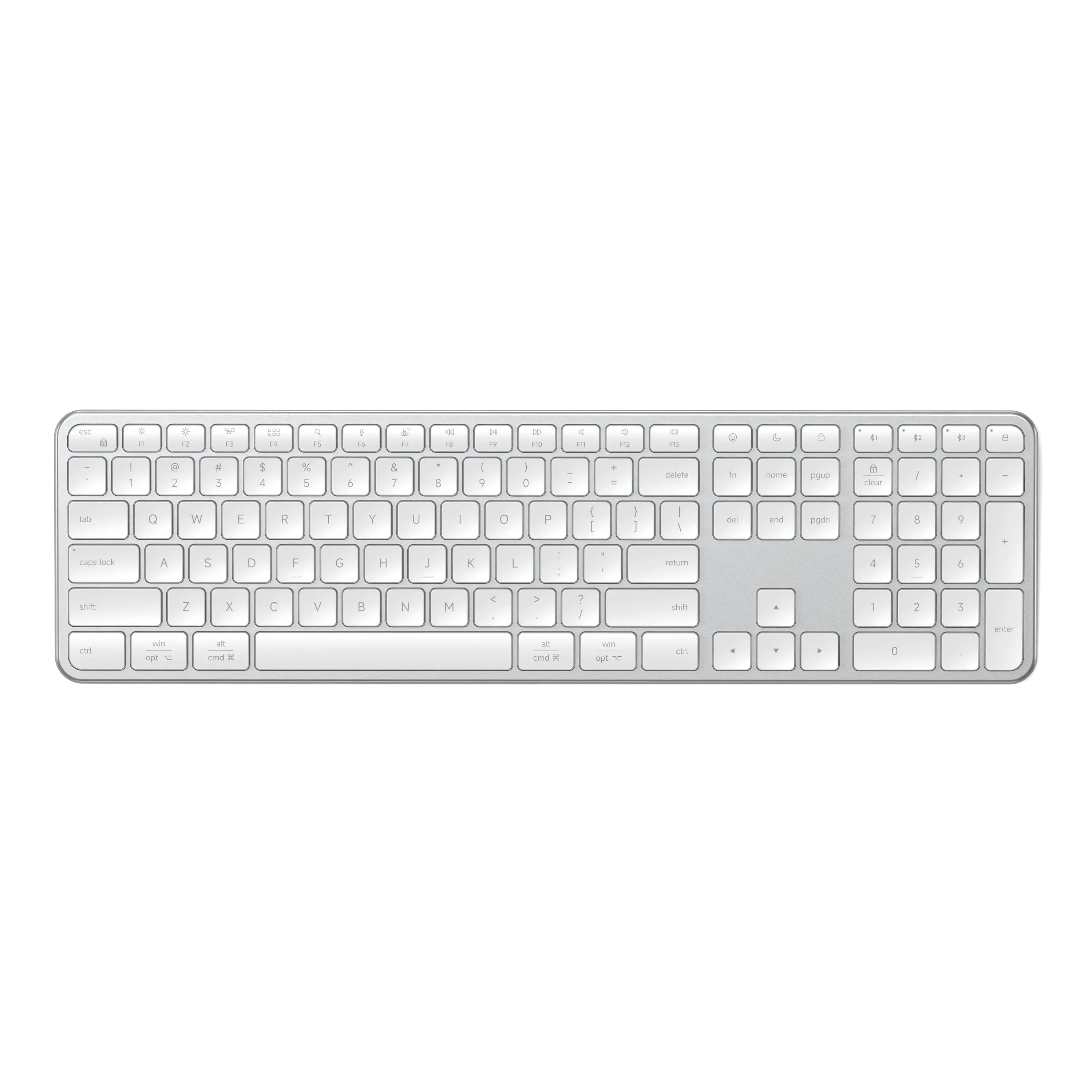 Satechi Slim EX3 Wireless Computer Keyboard - Bluetooth 5.3 + 2.4GHz, Full-Size with Number Pad, USB-C Rechargeable, Mac/Windows OS Switch, Compatible with MacBook Pro/Air M4, Office Keyboard, Keyboard With Number Pad