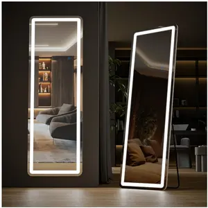 71"x26" LED Full Length Mirror with Aluminum Frame and Polished Glass for Bedroom Decor Wall